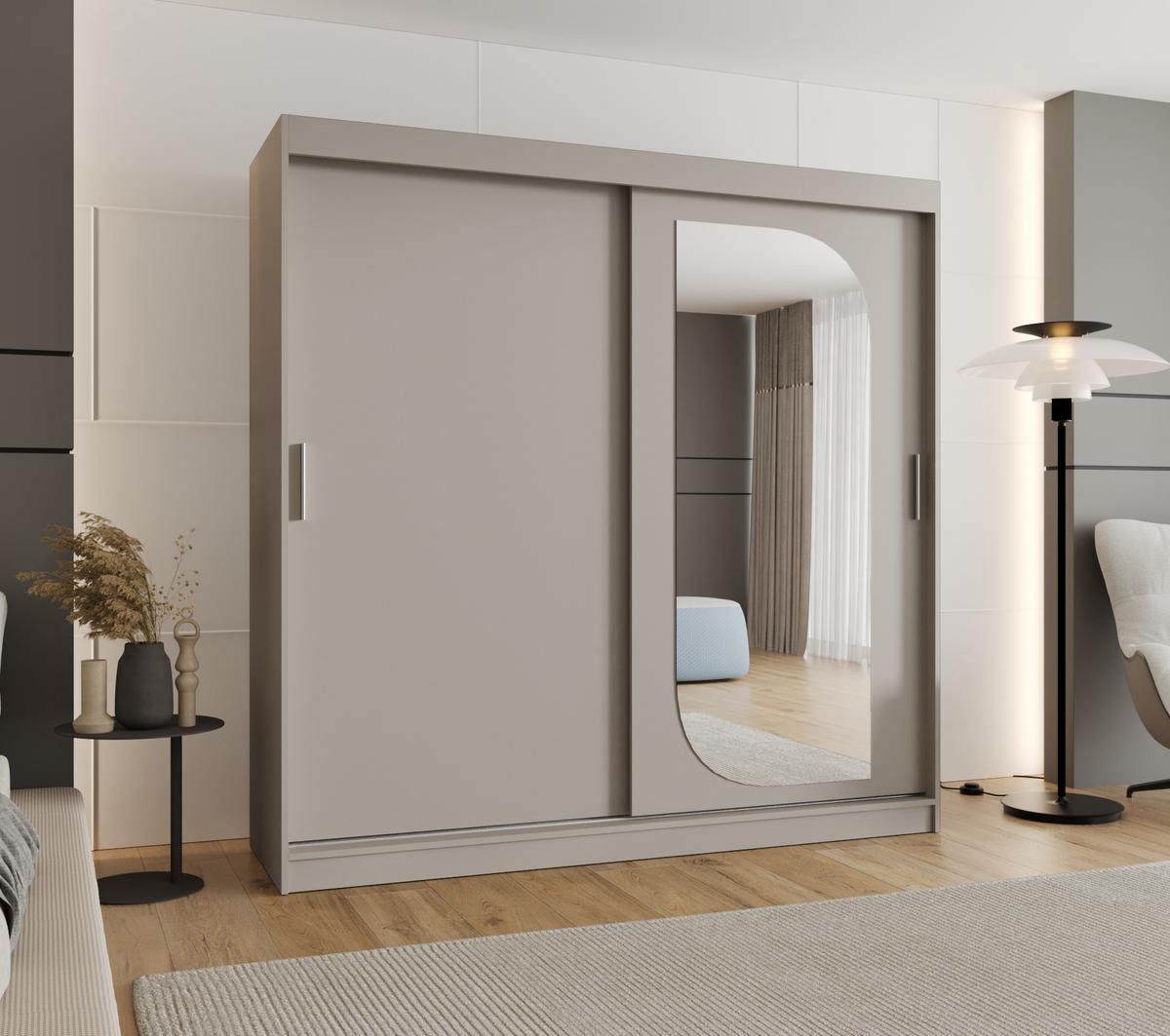SCHIEBETÜRENSCHRANK mit Spiegel LUCY 200/200/62 2-türig - Kaschmir/Silberfarben, Holz (200/200/62cm) - MÖBEL KRYSPOL