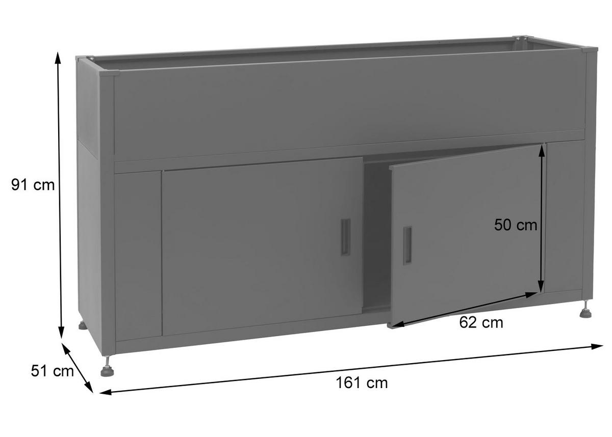 HOCHBEET Grau - Grau, Metall (161/91/51cm) - MCW