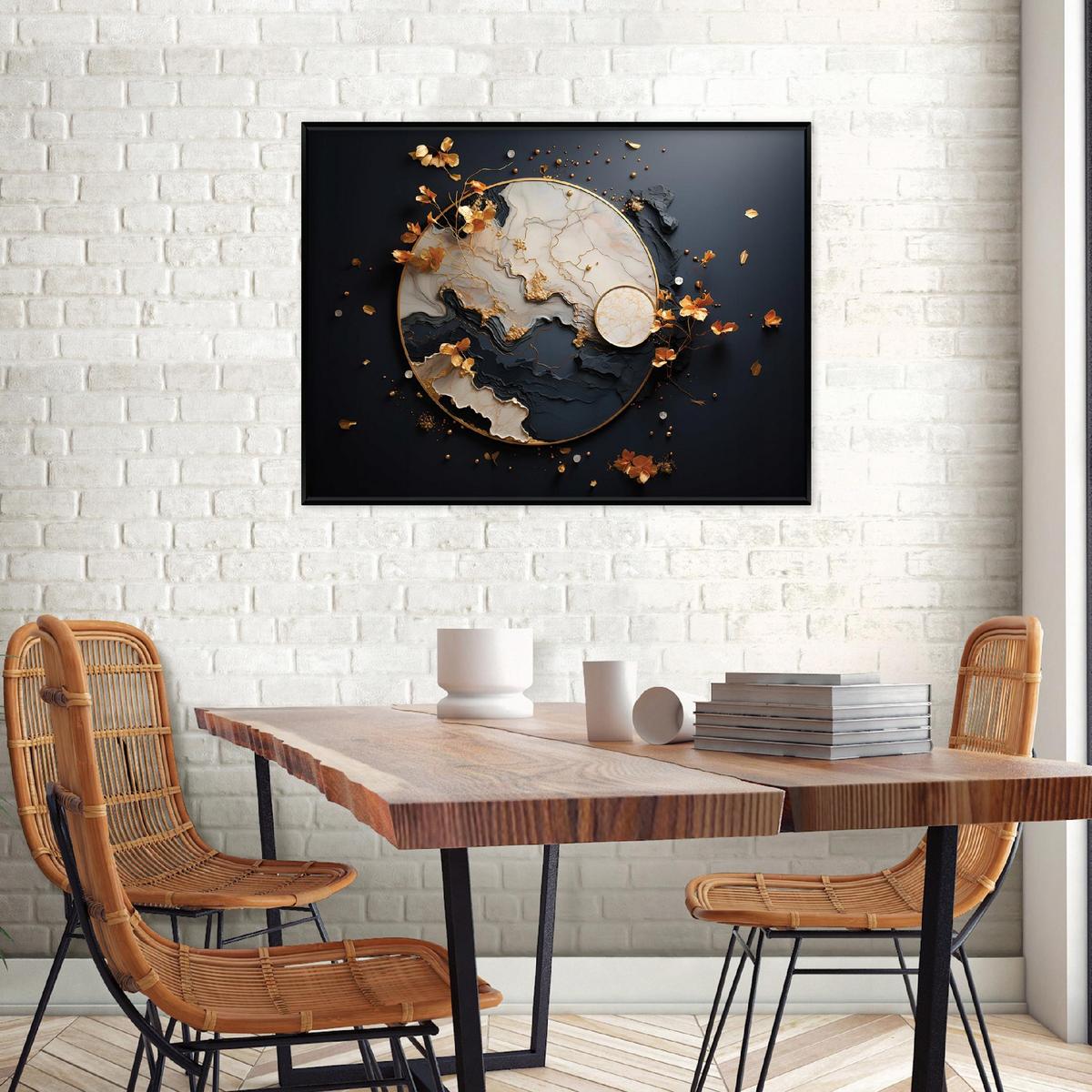BILDER mit Rahmen Abstrakt Glamour Schwarz 120x80 cm - Multicolor, Holzwerkstoff (120/80cm) - Wallarena