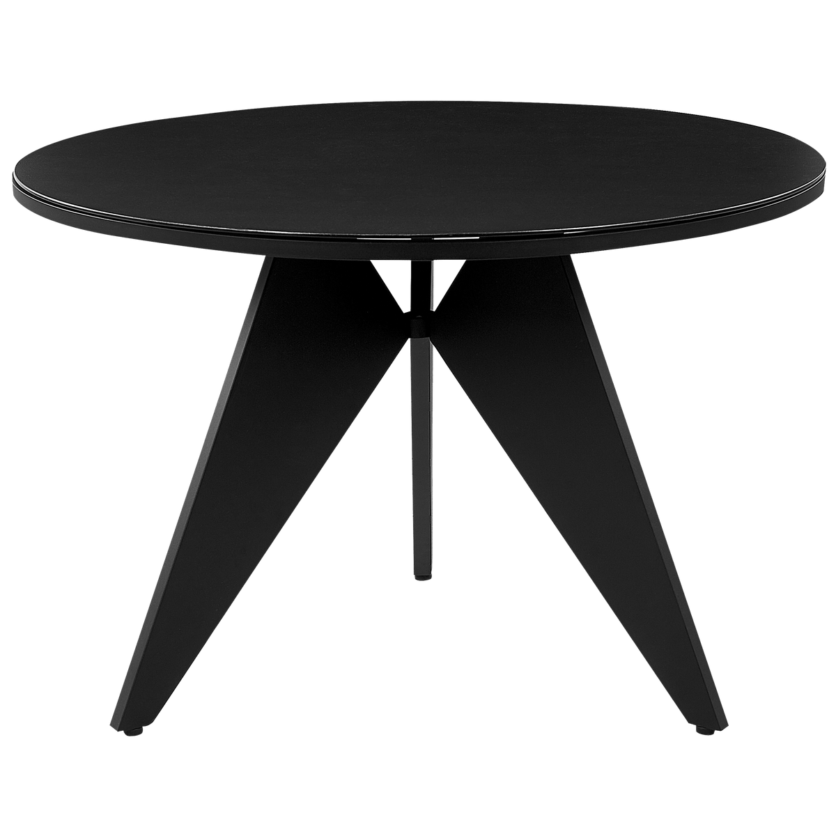 GARTENTISCH Glas Schwarz Olmetto - Schwarz, Metall (110/110/74cm) - Beliani