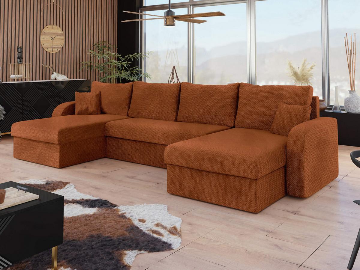 ECKSOFA Kris U Lux - Schwarz/Bronzefarben, Holz/Kunststoff (304/140cm) - MIRJAN24