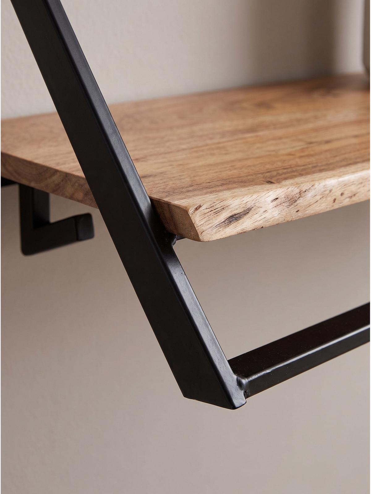 WANDGARDEROBE TIETAR, Akazie Massivholz, Akazie-Schwarz, 100 x 32,5 x 40 cm - Schwarz/Akaziefarben, Metall (100/40/32.5cm) - KADIMA DESIGN