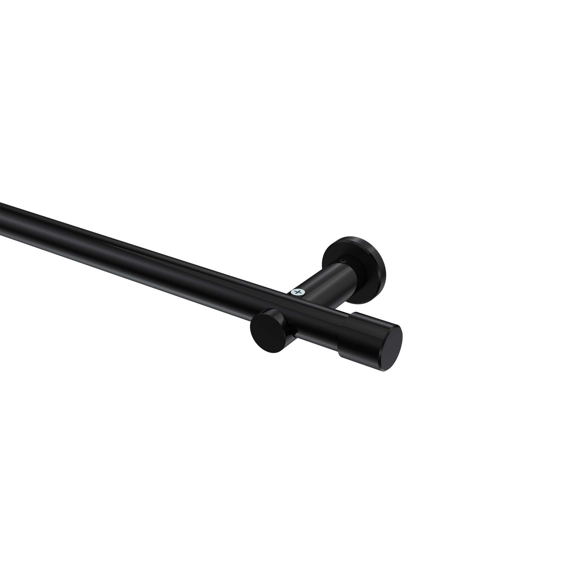 GARDINENSTANGE Platon Santo 420 cm (geteilt in 3 x 140 cm), 1-läufig (ohne Ringe), 20 mm Ø Schwarz - Schwarz, Metall (420cm) - INTERDECO