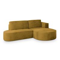 ECKSOFA CORTIO M R-S Gelb Velours-Stoff mit Schlaffunktion - Gelb/Grau, Holz/Kunststoff (265/174cm) - MASSENO