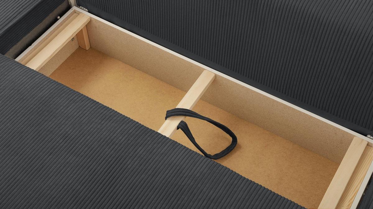 WOHNLANDSCHAFT Cedria Dunkelgrau 389/145/85 cm mit Schlaffunktion - Dunkelgrau/Schwarz, Kunststoff/Textil (389/85/145cm) - AX Living