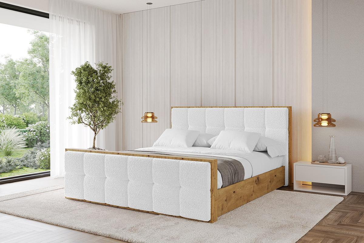POLSTERBETT mit Bettkasten, Fußteil und Lattenrost, Boxbett ohne Matratze - ENZO7-Z 180x200 - Weiß, Holzwerkstoff/Textil (180/200cm) - ALTDECOR