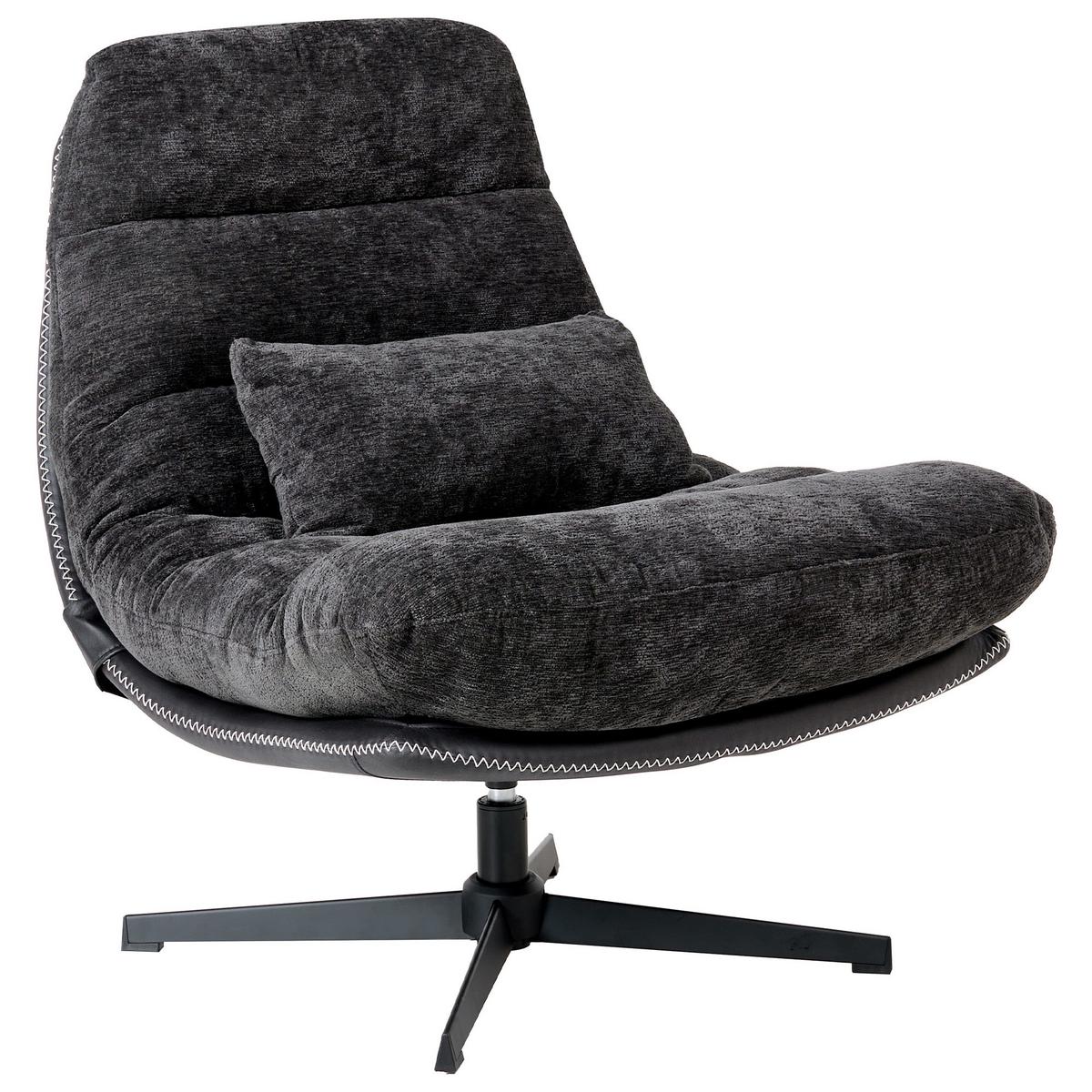 DREHSESSEL Schwarz Tovik - Schwarz, Textil (82/89/55cm) - Beliani