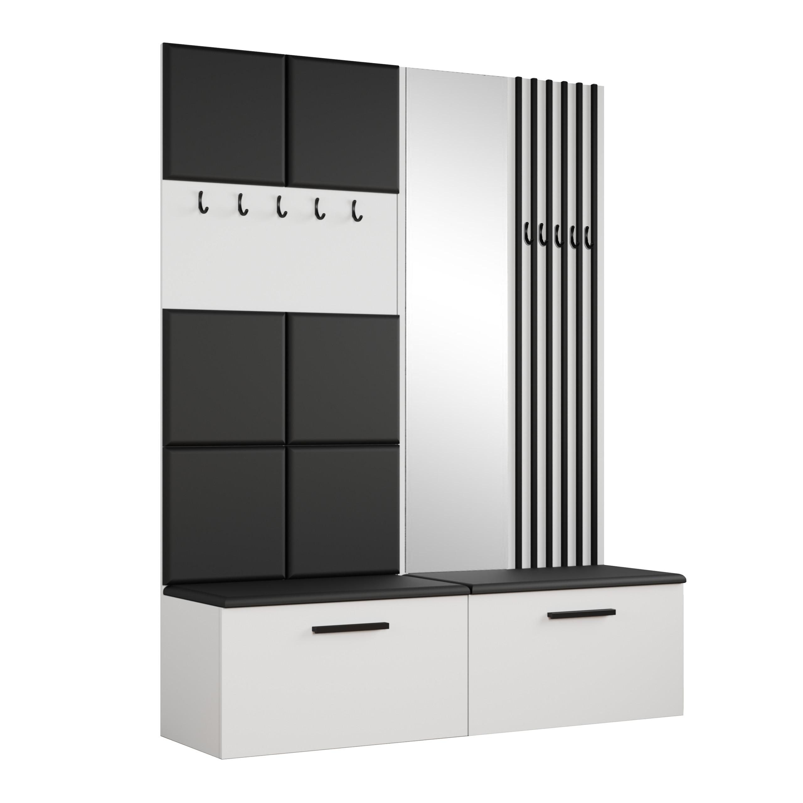 GARDEROBENSCHRANK MODULO 161,2/204/40 cm Modern Garderobe-Set Weiß - Schwarz/Weiß, Holzwerkstoff (161.2/204/40cm) - MASSENO