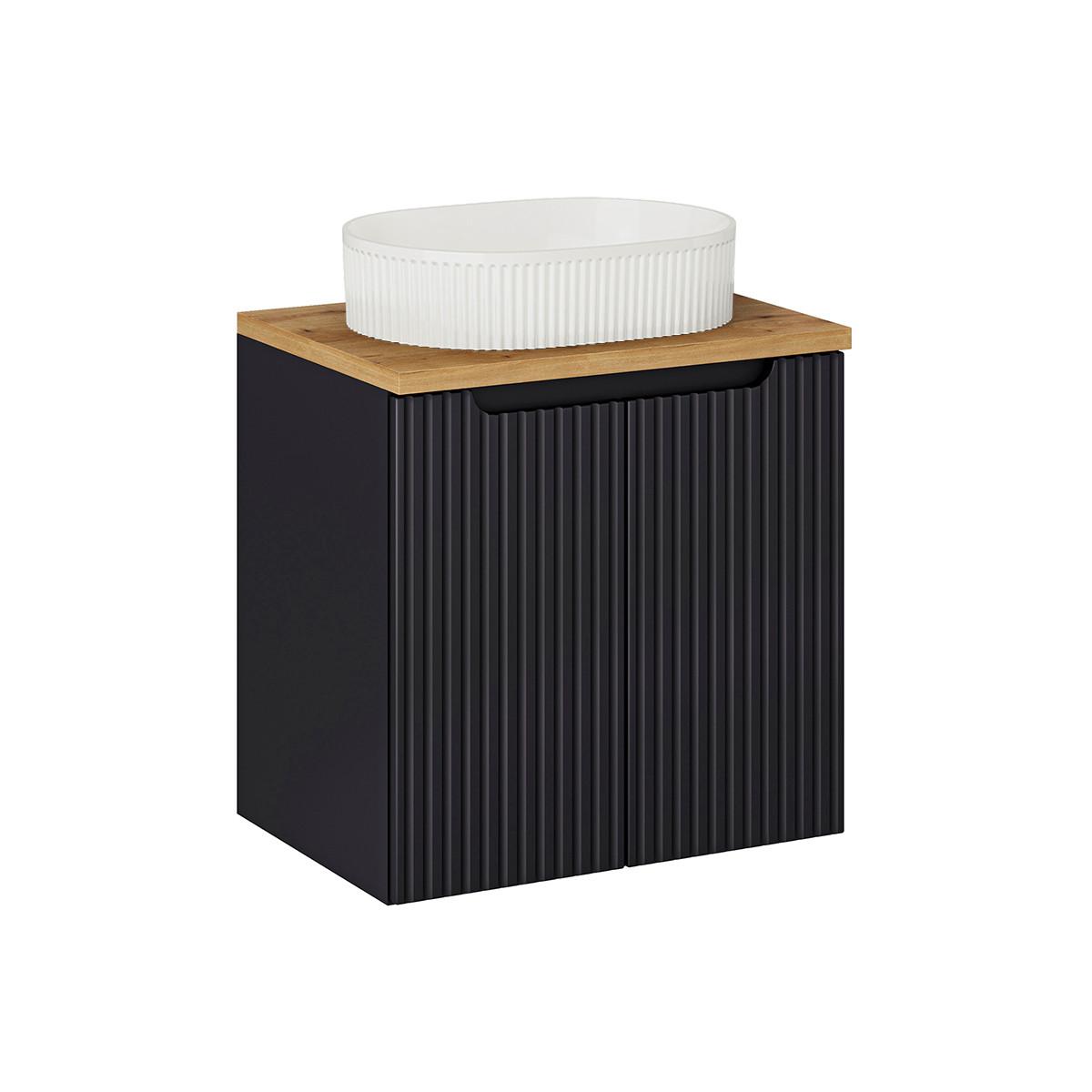 WASCHTISCH 60cm Riva Schwarz und Holz - Schwarz, Holzwerkstoff (60/57/40cm) - Petits-meubles