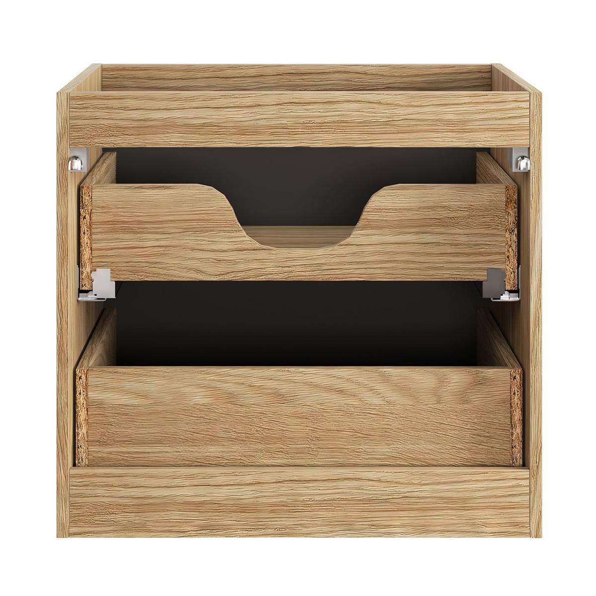 WASCHBECKENUNTERSCHRANK Ocean 2 Schubladen Schwarz Matt mit Eiche - 60 x 46 x 59 cm - Eichefarben/Schwarz, Holz (60/59/46cm) - Badplaats