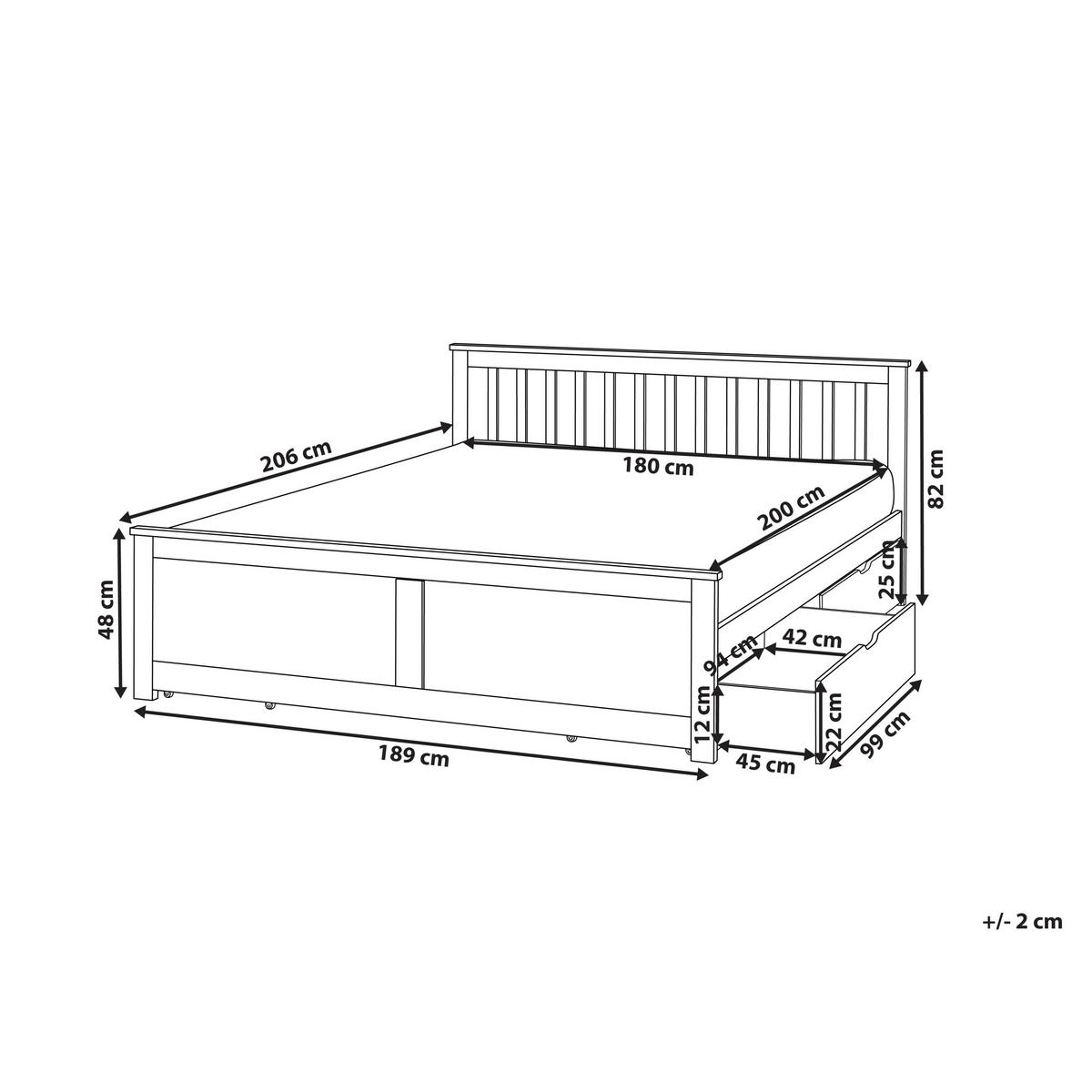 BETT mit 4 Schubladen 180/200 cm Kiefernholz Braun Olendon - Braun, Holz (180/200cm) - Beliani