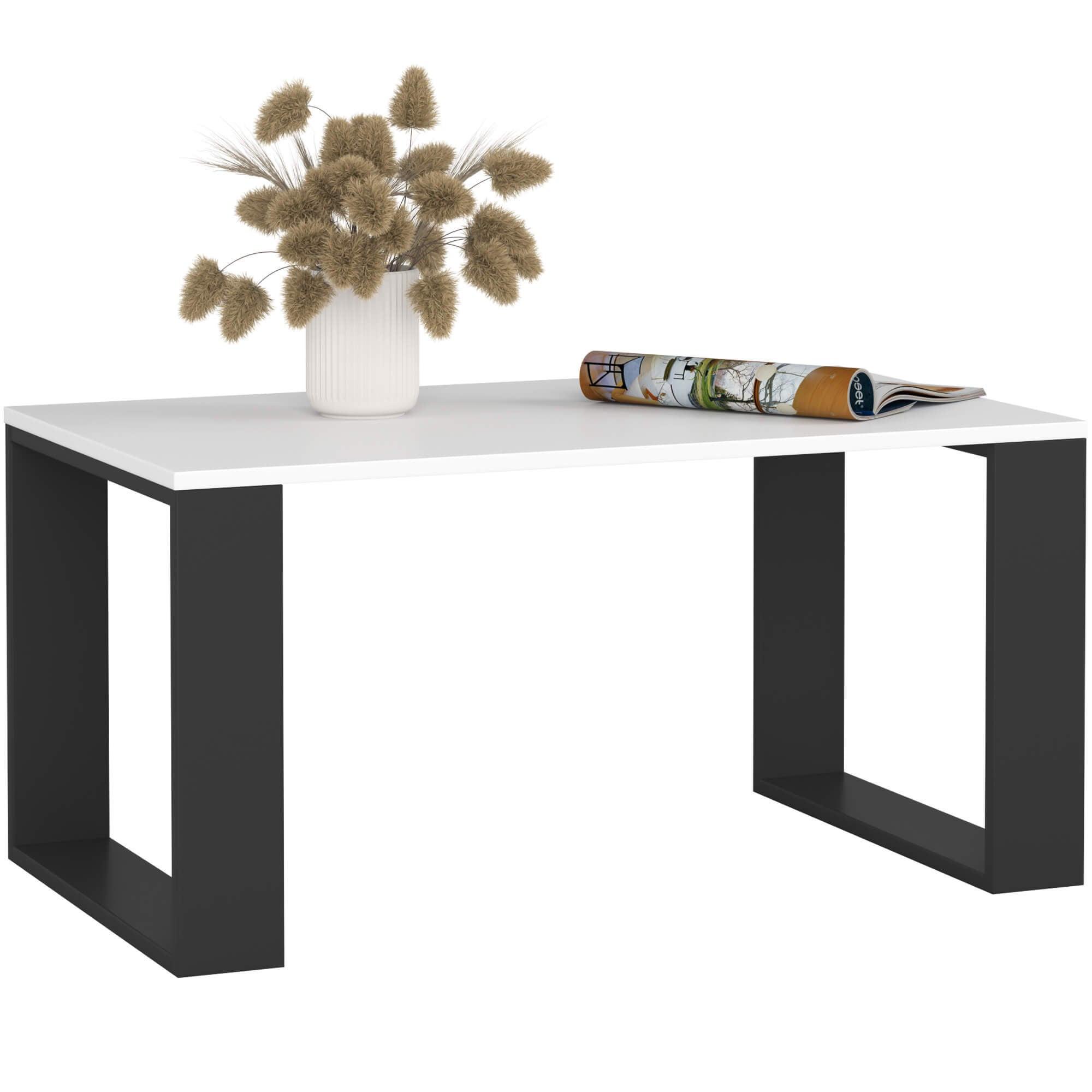 COUCHTISCH Weiß, Schwarz 45/92/53 - Schwarz/Weiß, Textil (53/92/45cm) - RAUMHIRSCH FURNITURE
