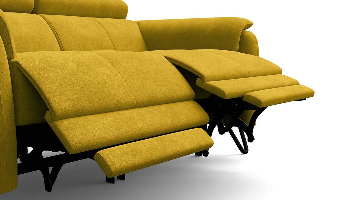 RELAXSOFA RODEN 2-Sitzer mit 2 Relax, dunkegelb, Veloursstoff - Gelb, Holz/Textil (148/82/103cm) - Wozimo