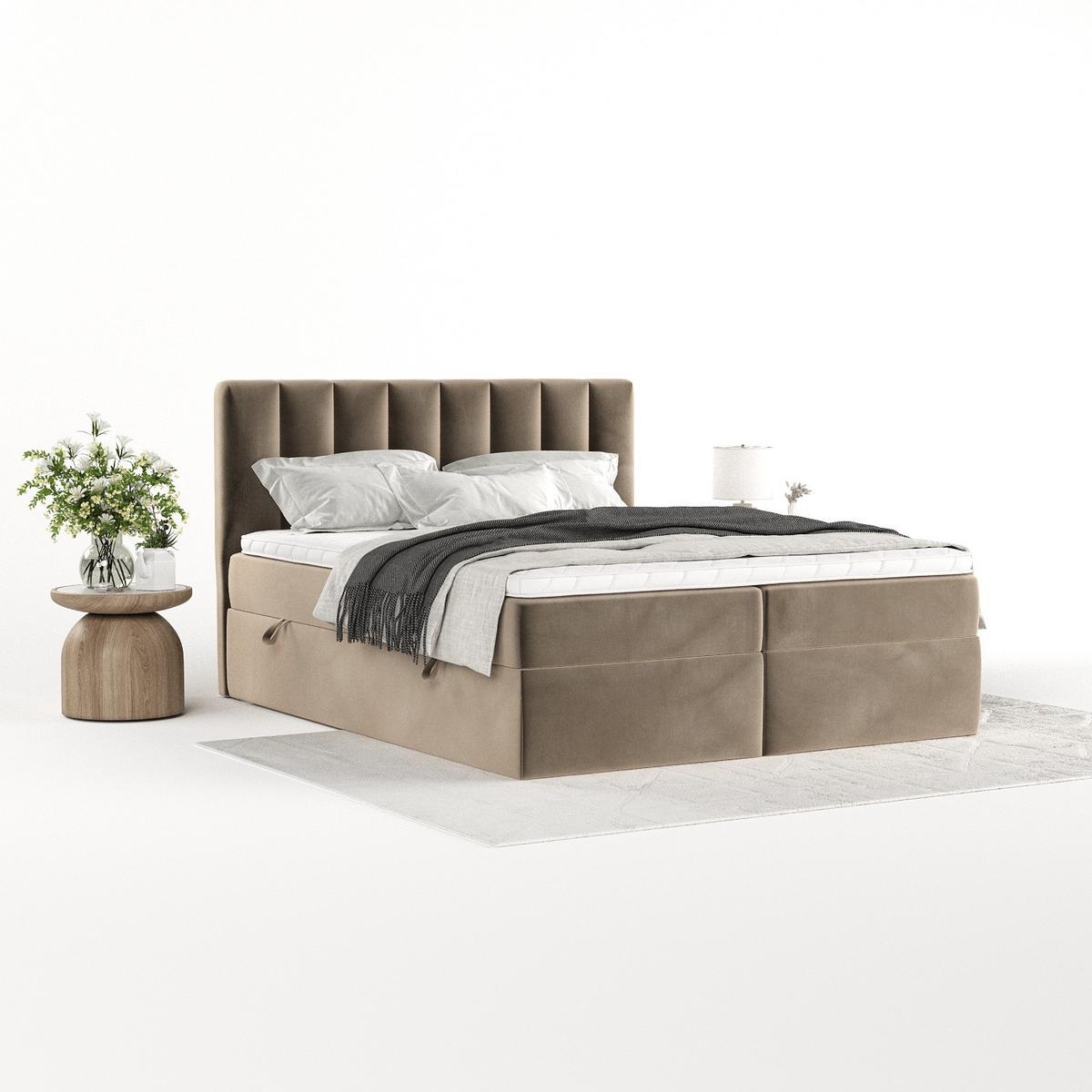 BOXBETT Bari 200/200 cm Taupe im Paros Stoff - Taupe, Holz/Holzwerkstoff (200/200cm) - AltaBeds