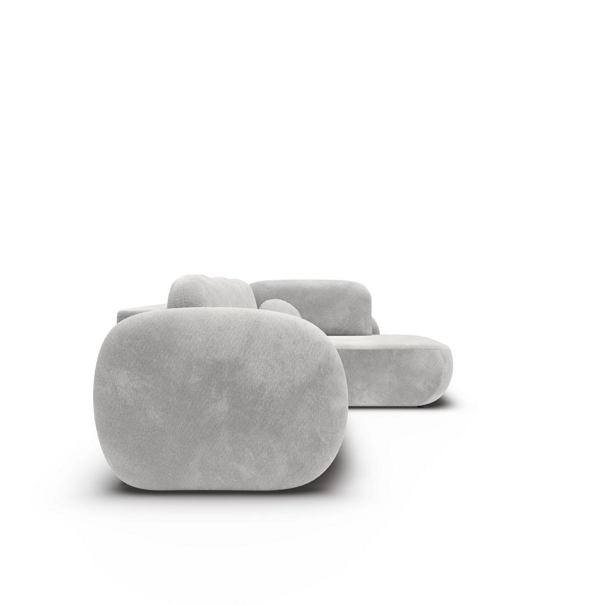 ECKSOFA AMICO II R-S Hellgrau Geflochtener Stoff mit Schlaffunktion - Hellgrau, Holz (289/190cm) - MASSENO