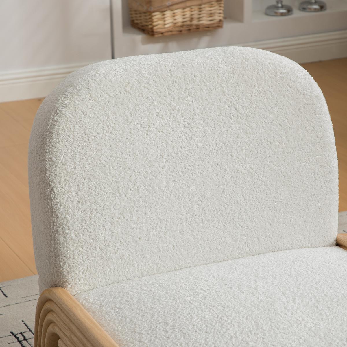 SESSEL aus chenille und massivholz, skandinavisches design und armlos - Creme, Textil (72/78/61cm) - Urban Meuble