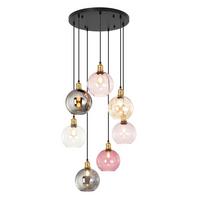 PENDELLEUCHTE Lyveth 50/20/191 cm - Multicolor/Schwarz, Glas/Metall (50/20/191cm) - ZMH