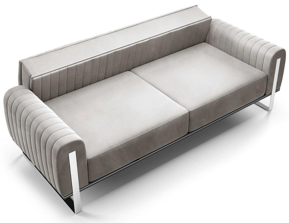 SOFA Parissa 228 cm - Silberfarben/Hellgrau, Textil/Metall (228/79/92cm) - Selsey