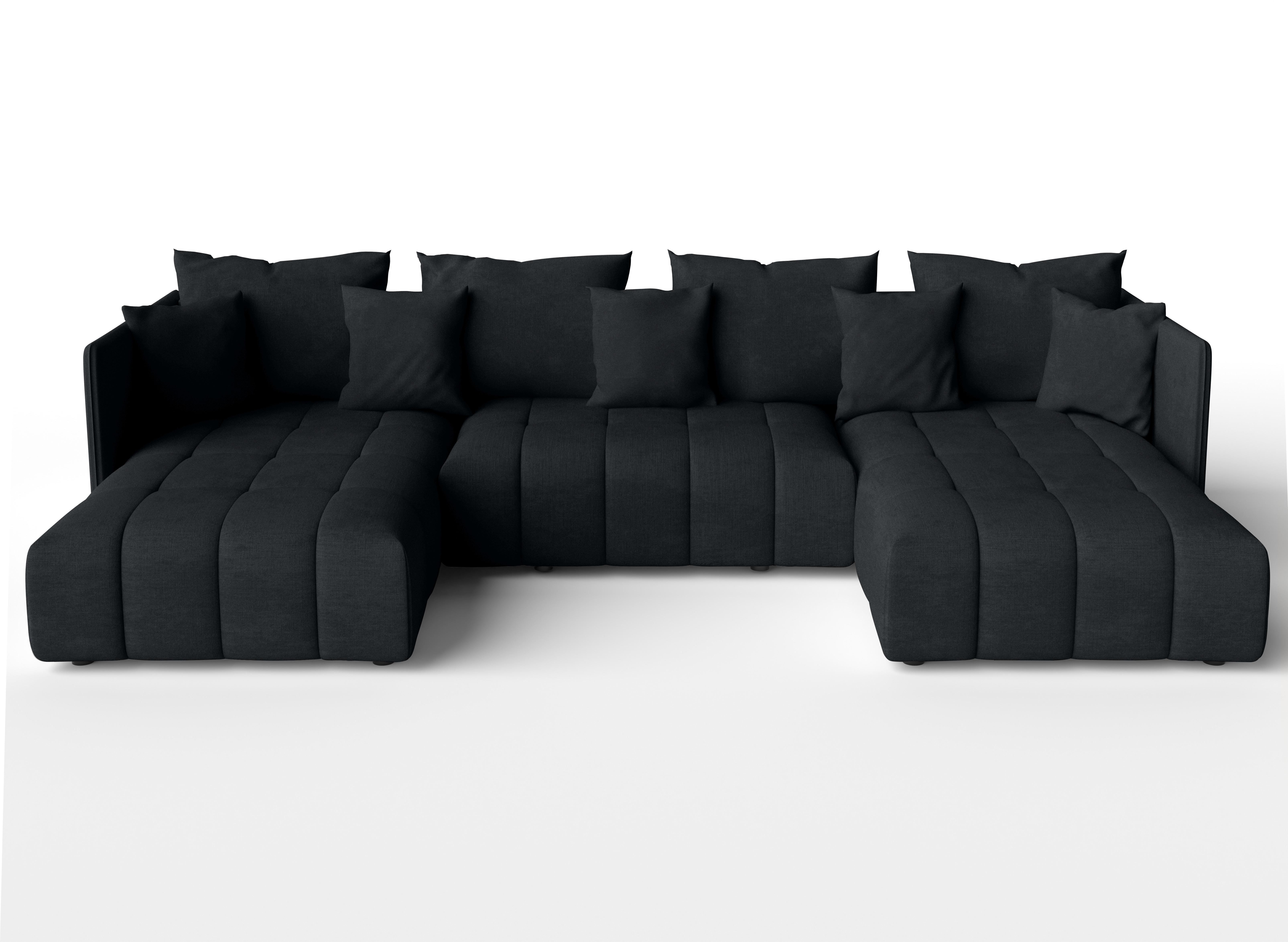 WOHNLANDSCHAFT Mersino Anthrazit 353/180/83 cm – Wohnlandschaft fürs Wohnzimmer - Schwarz, Kunststoff/Textil (353/83/180cm) - AX Living