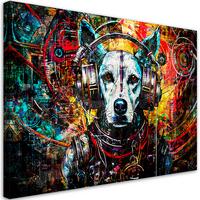 LEINWANDBILD Hund im Kopfhörer 120x80cm - Multicolor, Textil (120/80cm) - Feeby
