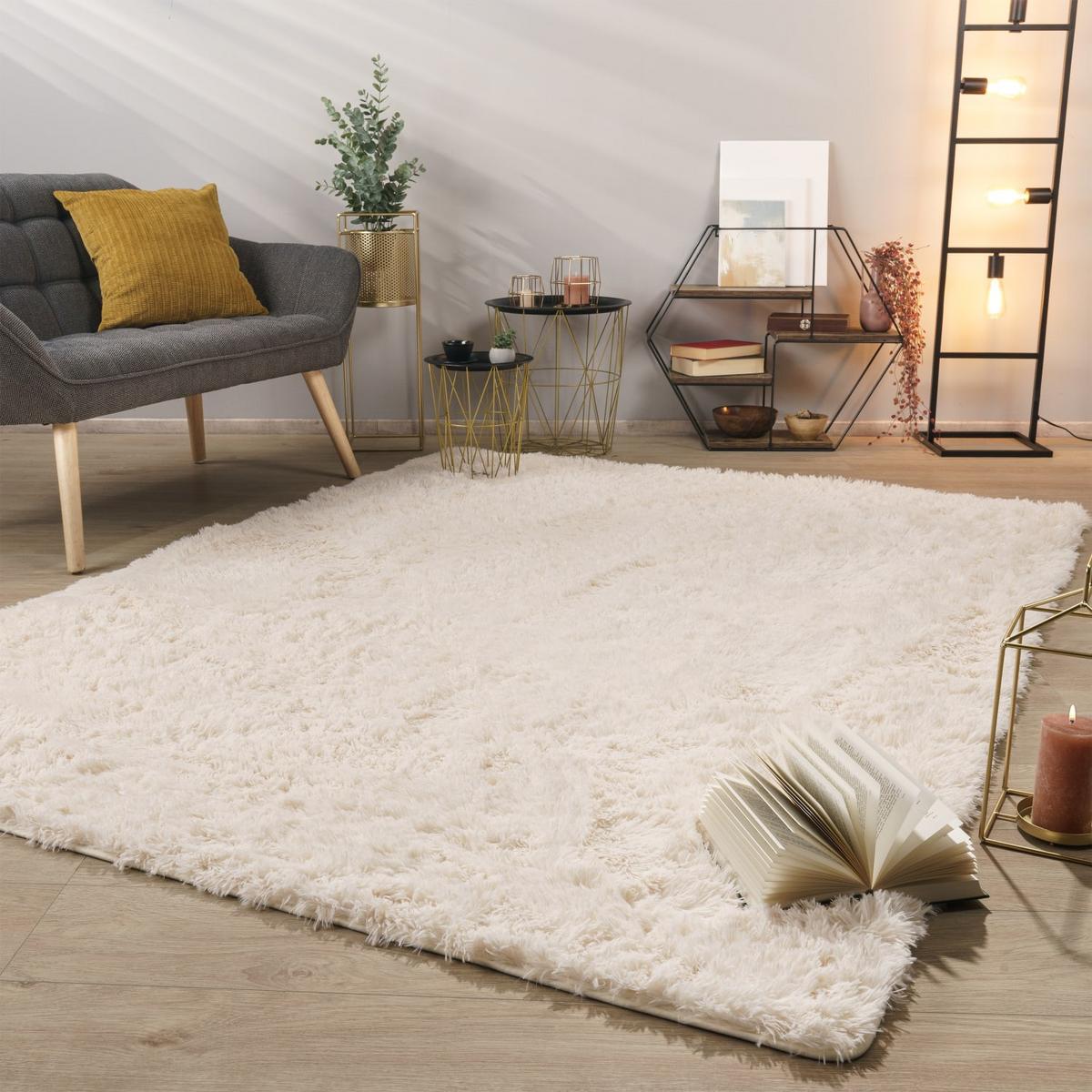 HOCHFLORTEPPICH Creme 60 x 100 cm - Creme, Kunststoff (60/100cm) - TT Home