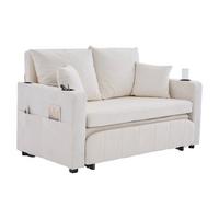 SCHLAFSOFA aus chenille mit bettfunktion, usb-anschluss & becherhaltern - Beige, Textil (139/83/73cm) - Urban Meuble