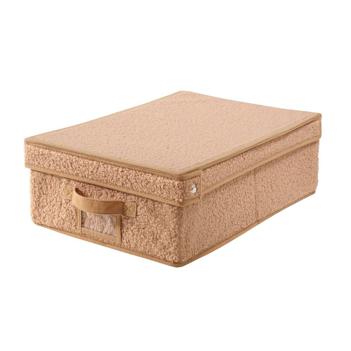 AUFBEWAHRUNGSBOX mit deckel aus bouclé-stoff in beige - 31,5/48/15 cm - Beige, Textil (31.5/48/15cm) - Calicosy