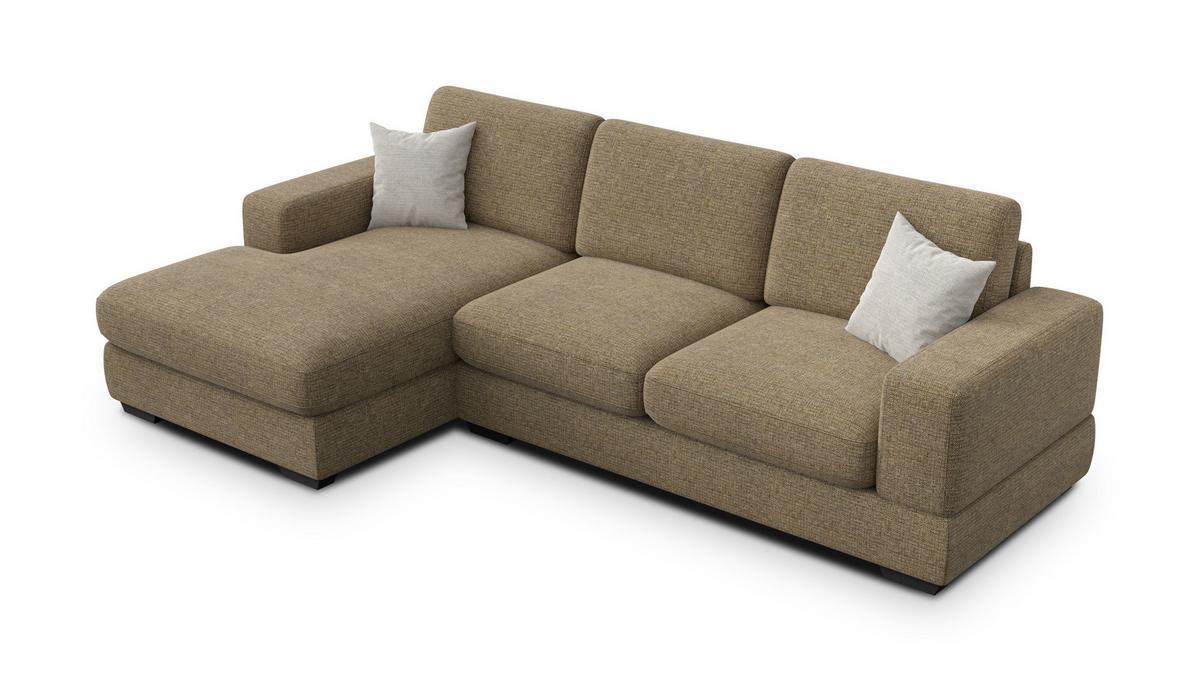 ECKSOFA OTTO 4-Sitzer, taupe - Taupe/Schwarz, Holz/Textil (279/159cm) - Wozimo