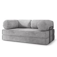 BETTSOFA ALVIO aus Schaumstoff Kordstoff Hellgrau Schlaffunktion - Hellgrau, Textil (170/68/80cm) - MASSENO