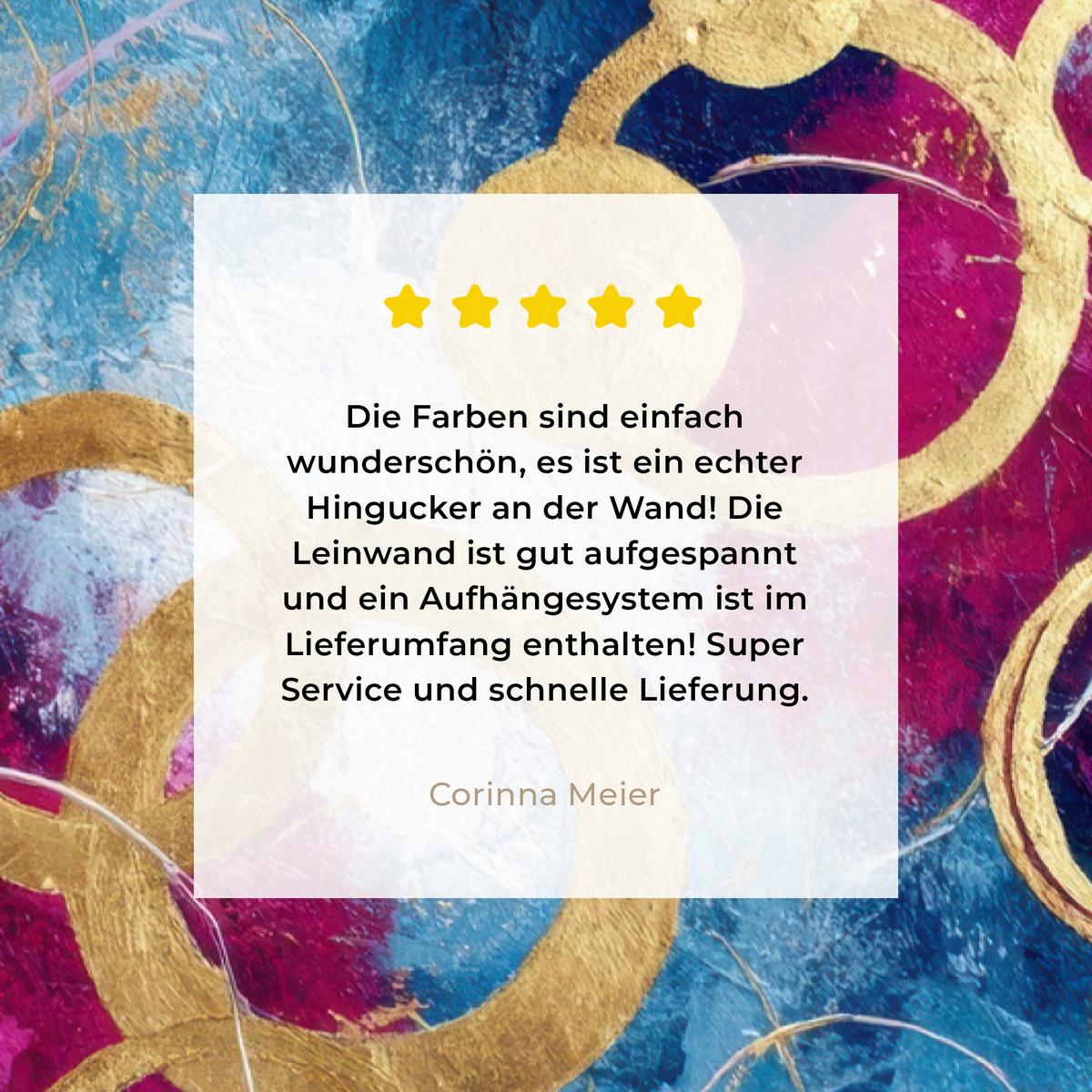 LEINWANDBILD Kreise - Gold - Abstrakt Deko XXL 80x120 cm - Blau, Textil (80/120cm) - MuchoWow