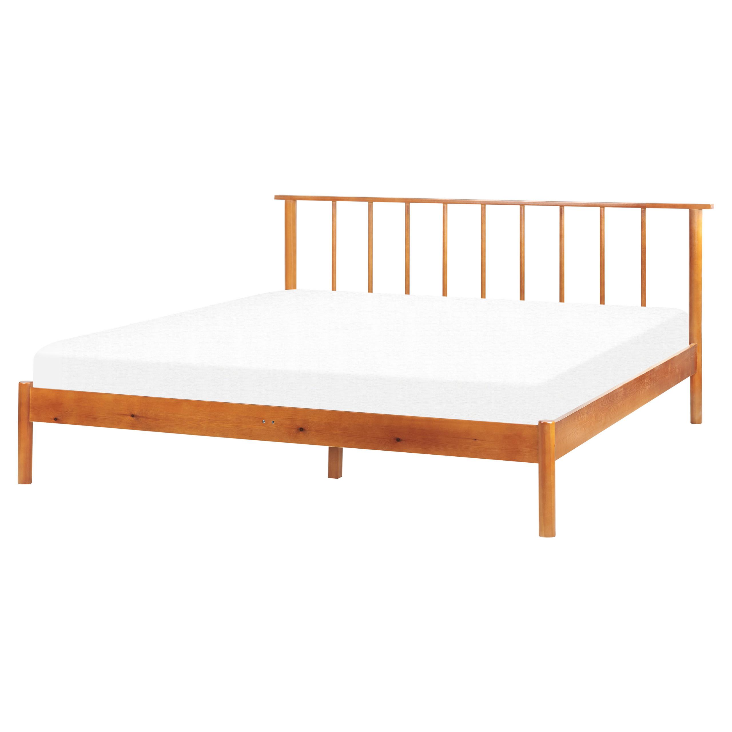 HOLZBETT 160/200cm Heller Holzfarbton Barret - Hellbraun, Holz (160/200cm) - Beliani