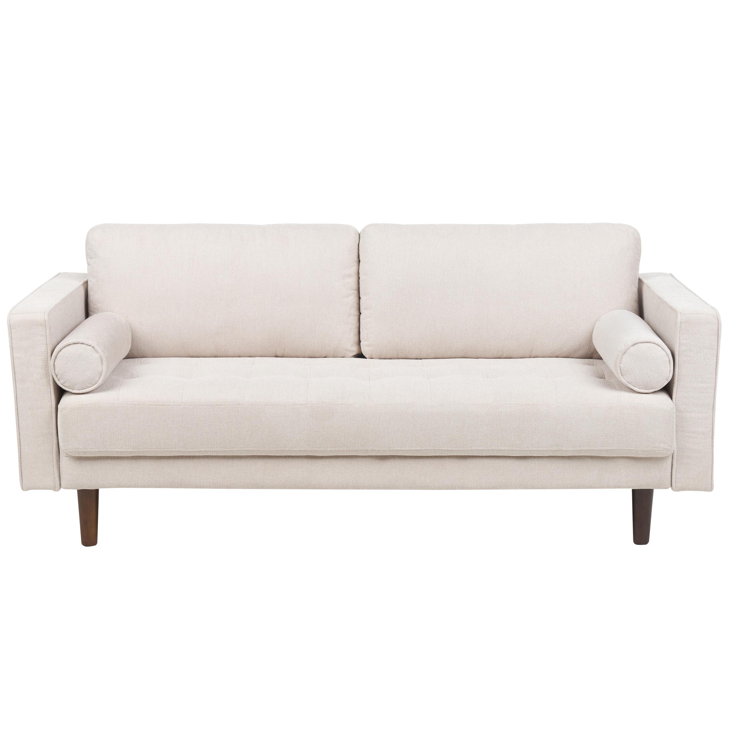 3-SITZER-SOFA hellbeige Nurmo - Dunkelbraun/Beige, Textil (177/78/74cm) - Beliani