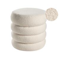 POUF Bouclé Cremeweiß Sumpter - Weiß, Textil (43/47/43cm) - Beliani