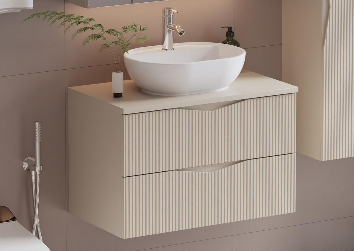 WASCHBECKENUNTERSCHRANK Calen 2 Schubladen Cashmere - 80 x 46 x 52 cm - Kaschmir, Holz (80/52/46cm) - Badplaats