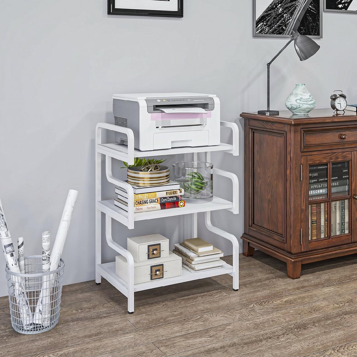 DRUCKERSTÄNDER Spanplatte Stahl Weiß - Weiß, Holzwerkstoff/Metall (55/40/77cm) - HOMCOM