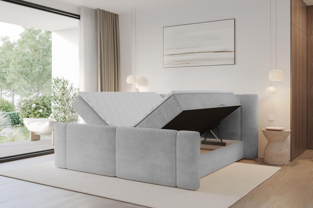 BOXBETT mit Matratze H4 - EVON Zanozek - 180x200 cm Grau - Greige, Holzwerkstoff (180/200cm) - ALTDECOR