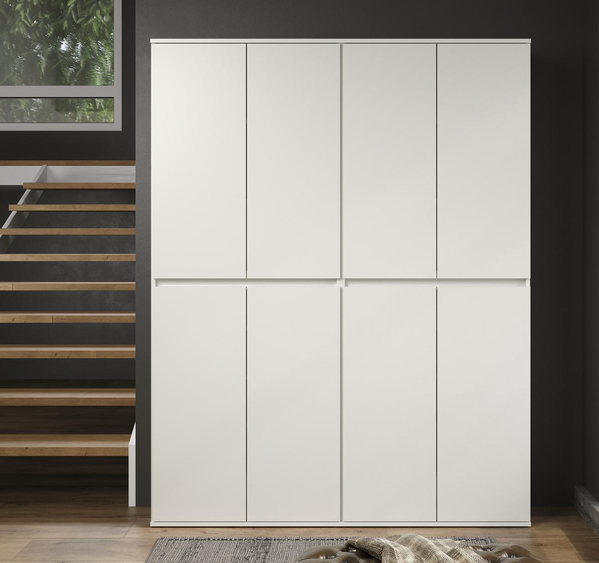 GARDEROBENSCHRANK weiß 148 x 191 cm, Schuhschrank 8-türig - Schwarz/Weiß, Holzwerkstoff/Kunststoff (148/191/34cm) - Top.Furn