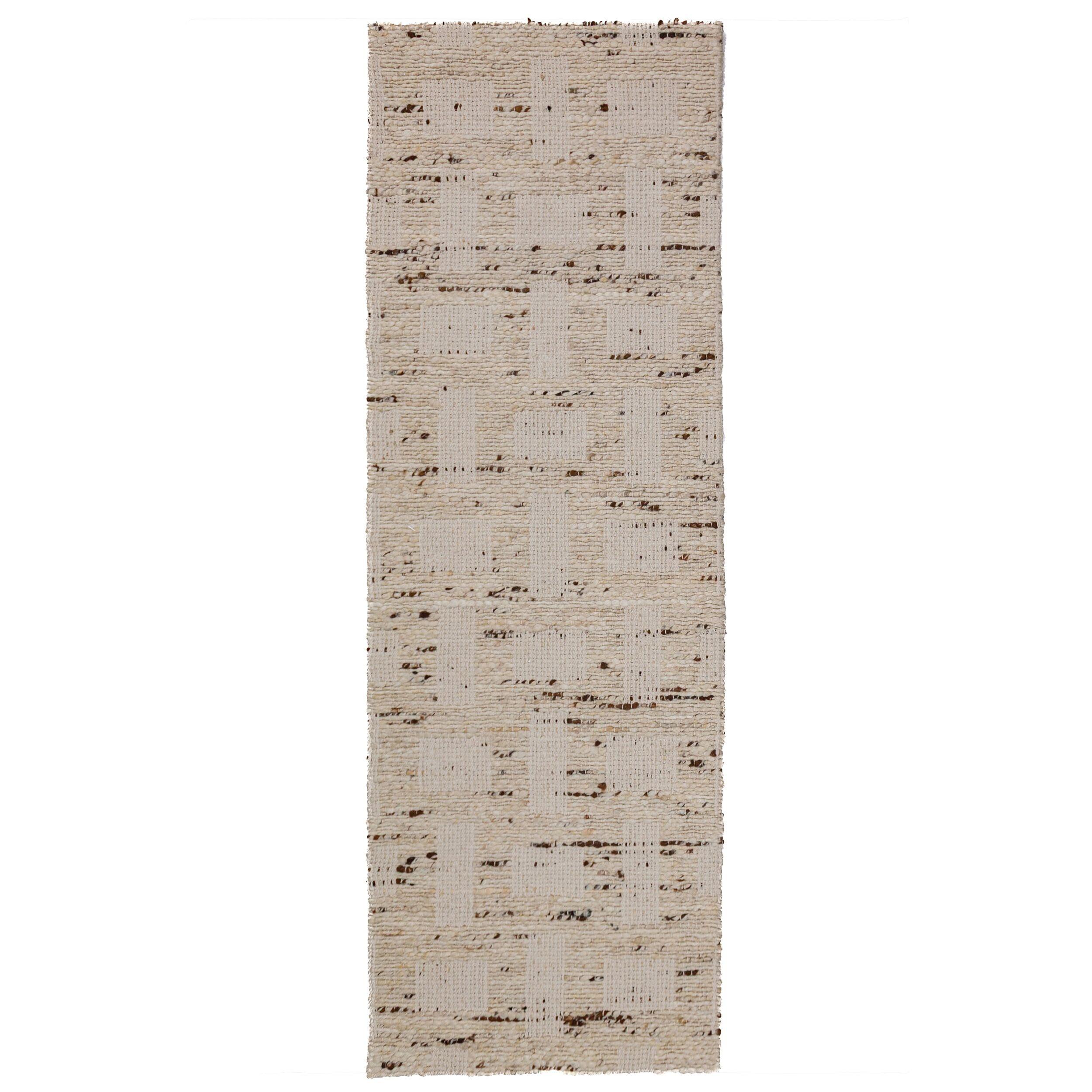 TEPPICH aus Wolle handgewebt ELIN in Natur, geometrisch, 80 x 300 cm - Beige, Textil (300/80cm) - KADIMA DESIGN
