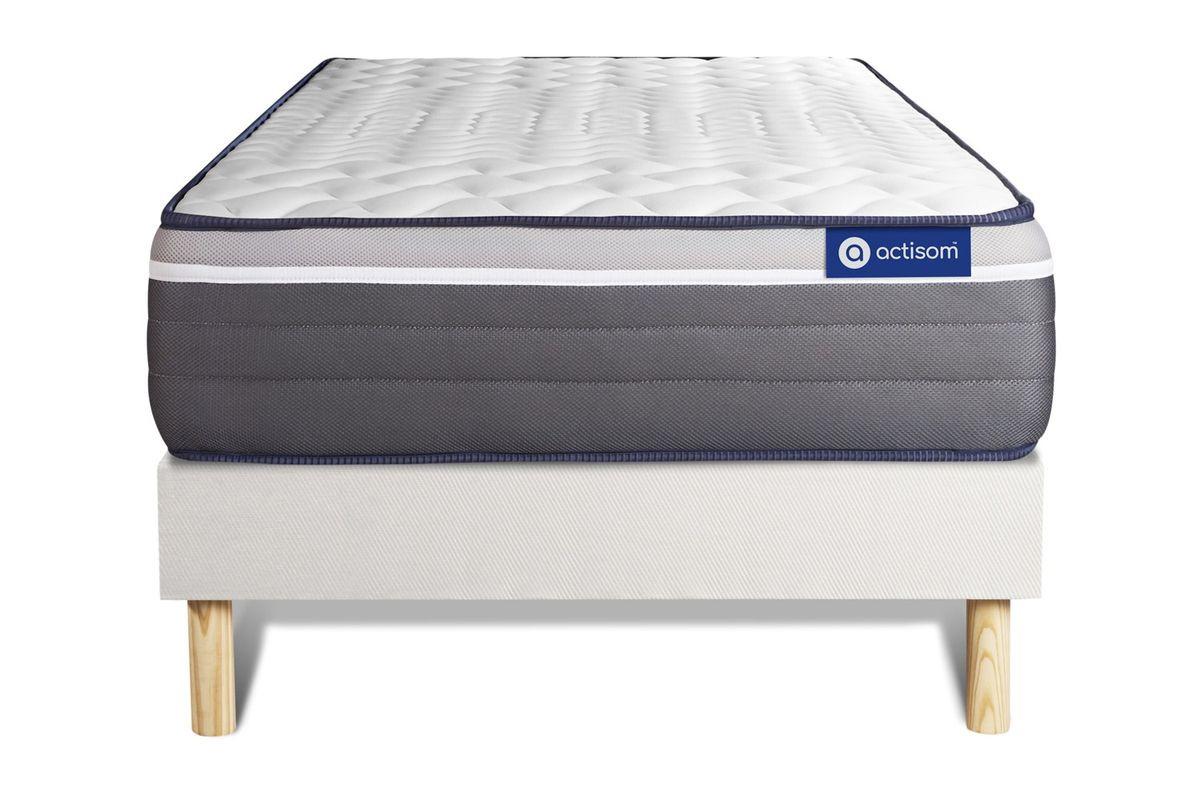 BETT Actilatex plus Latex und Memory-Schaum 80 x 200 cm h4 - Kit Bettgestell Weiß - Beige/Weiß, Karton/Holz (80/200cm) - ACTISOM