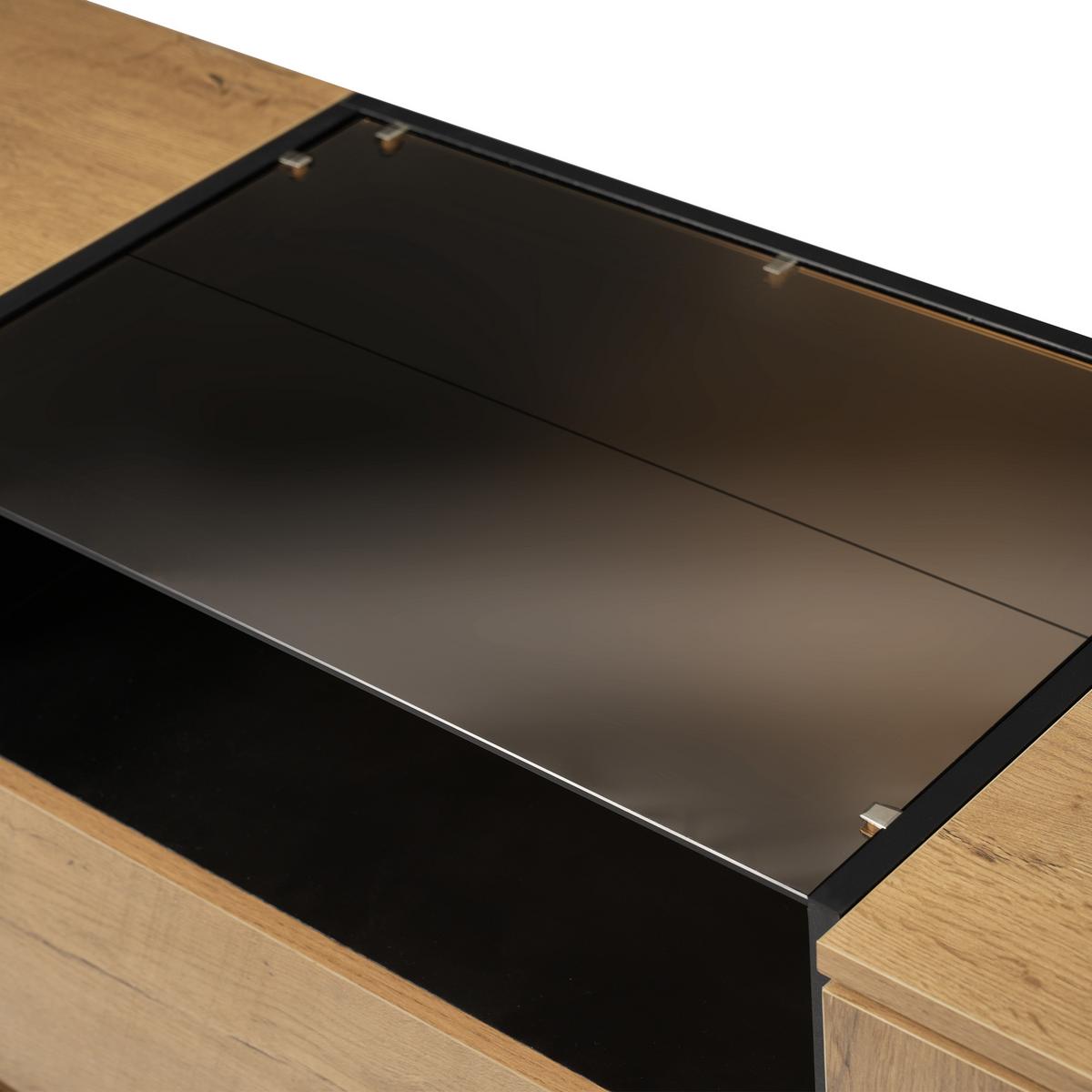 SIDEBOARD in Eichenoptik mit Glasfront mit 2 Schubladen, 2 Türen & offenem Fach - Eichefarben, Holzwerkstoff (140/70/40cm) - Urban Meuble