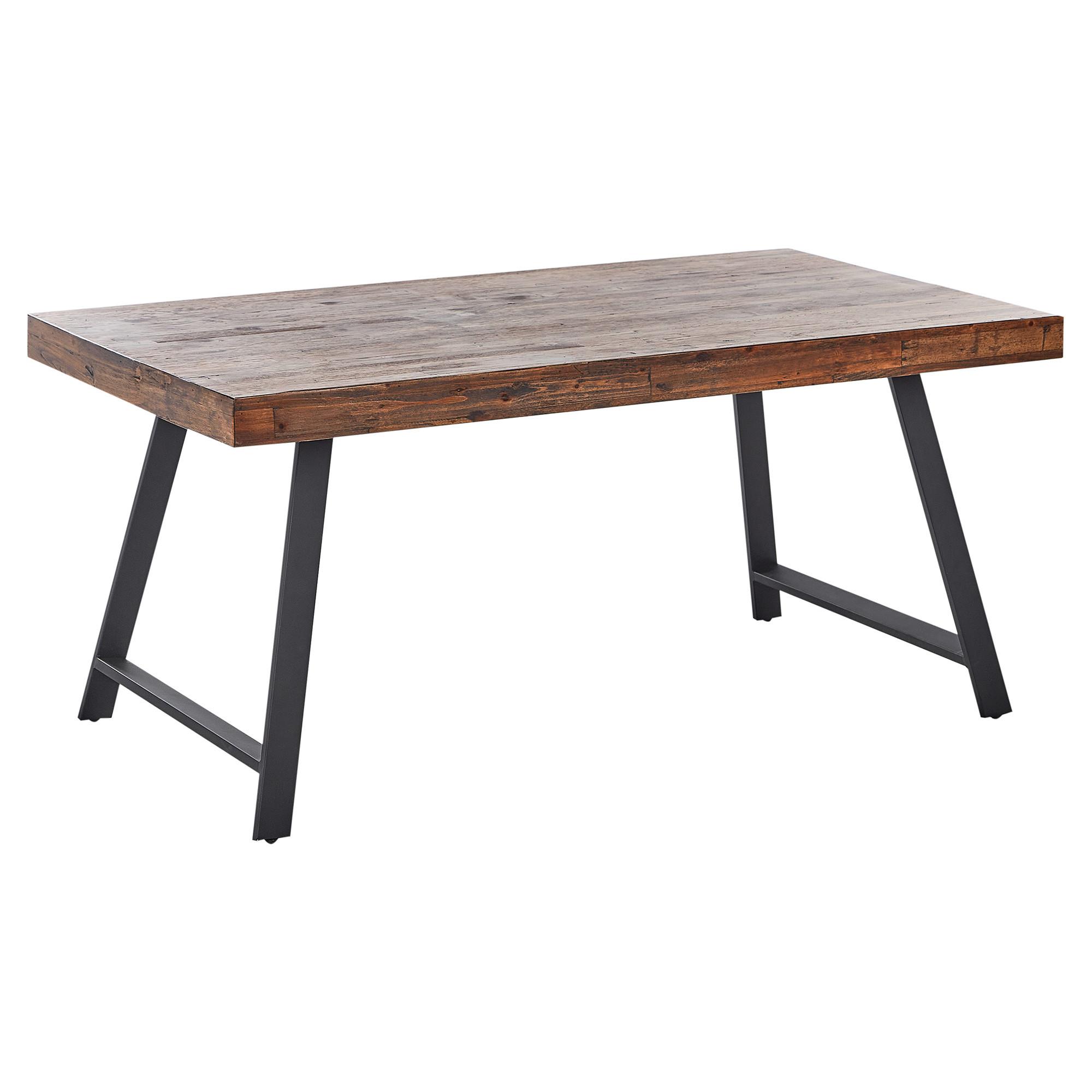 ESSTISCH 160/90 cm Dunkler Holzfarbton/Schwarz Warton - Dunkelbraun/Schwarz, Holz (160/90/74cm) - Beliani