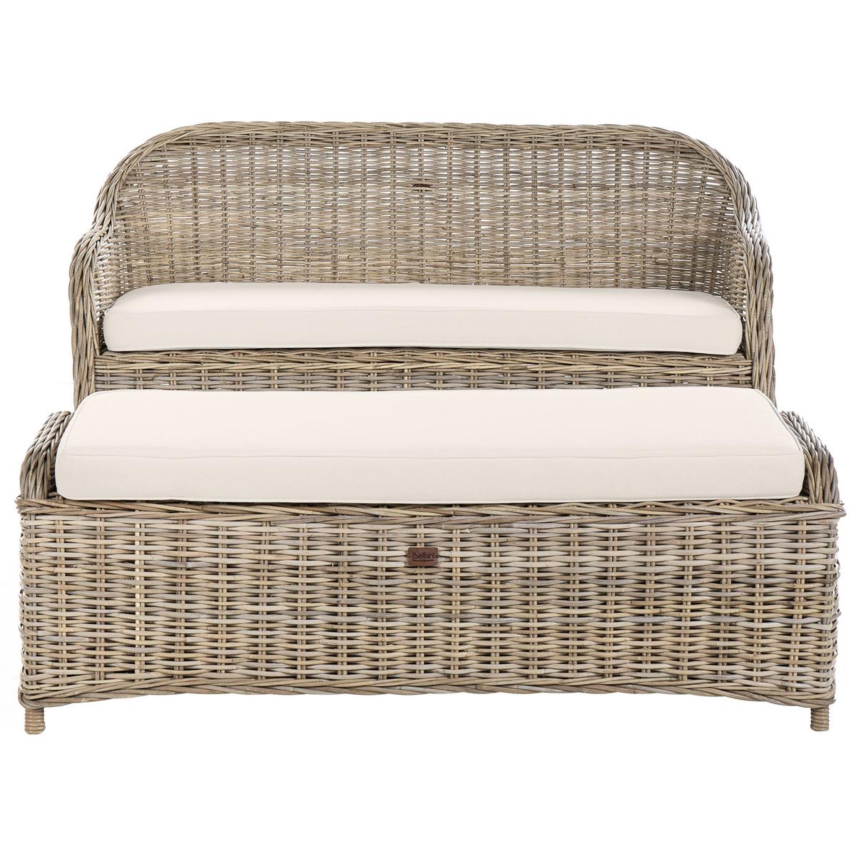 GARTENSOFA 2.5-Sitzer mit Ottomane Naturfarben Susua - Naturfarben/Weiß, Naturmaterialien (150/87/69cm) - Beliani
