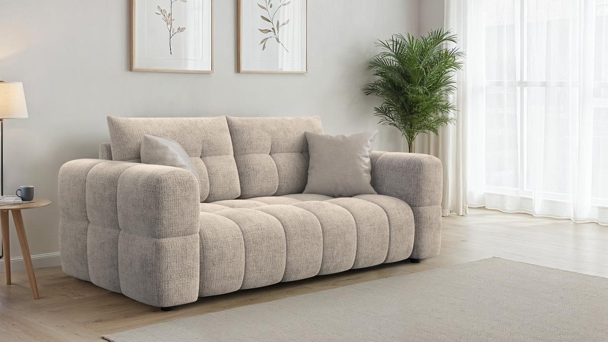 SOFA CLOUDI 2,5-Sitzer, beige - Beige/Schwarz, Holz/Textil (211/89/104cm) - Wozimo