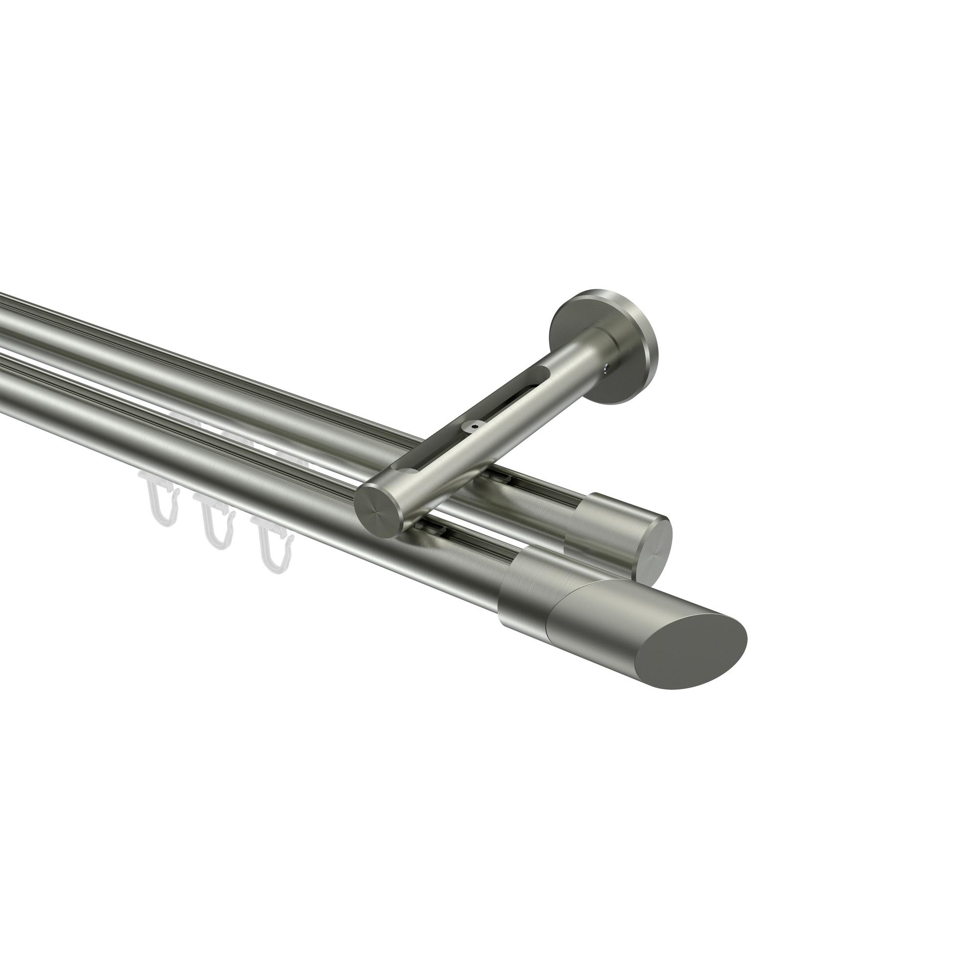 GARDINENSTANGE INNENLAUF Siteno Verano 420 cm (geteilt in 3 x 140 cm), 2-läufig, 20 mm Ø Edelstahl-Optik - Edelstahlfarben/Silberfarben, Metall (420cm) - INTERDECO