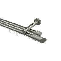 GARDINENSTANGE INNENLAUF Siteno Verano 420 cm (geteilt in 3 x 140 cm), 2-läufig, 20 mm Ø Edelstahl-Optik - Edelstahlfarben/Silberfarben, Metall (420cm) - INTERDECO