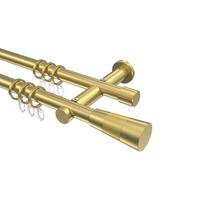 GARDINENSTANGE Platon Tanara 140 cm, 2-läufig, 20 mm Ø Messing-Optik - Messingfarben/Goldfarben, Metall (140cm) - INTERDECO