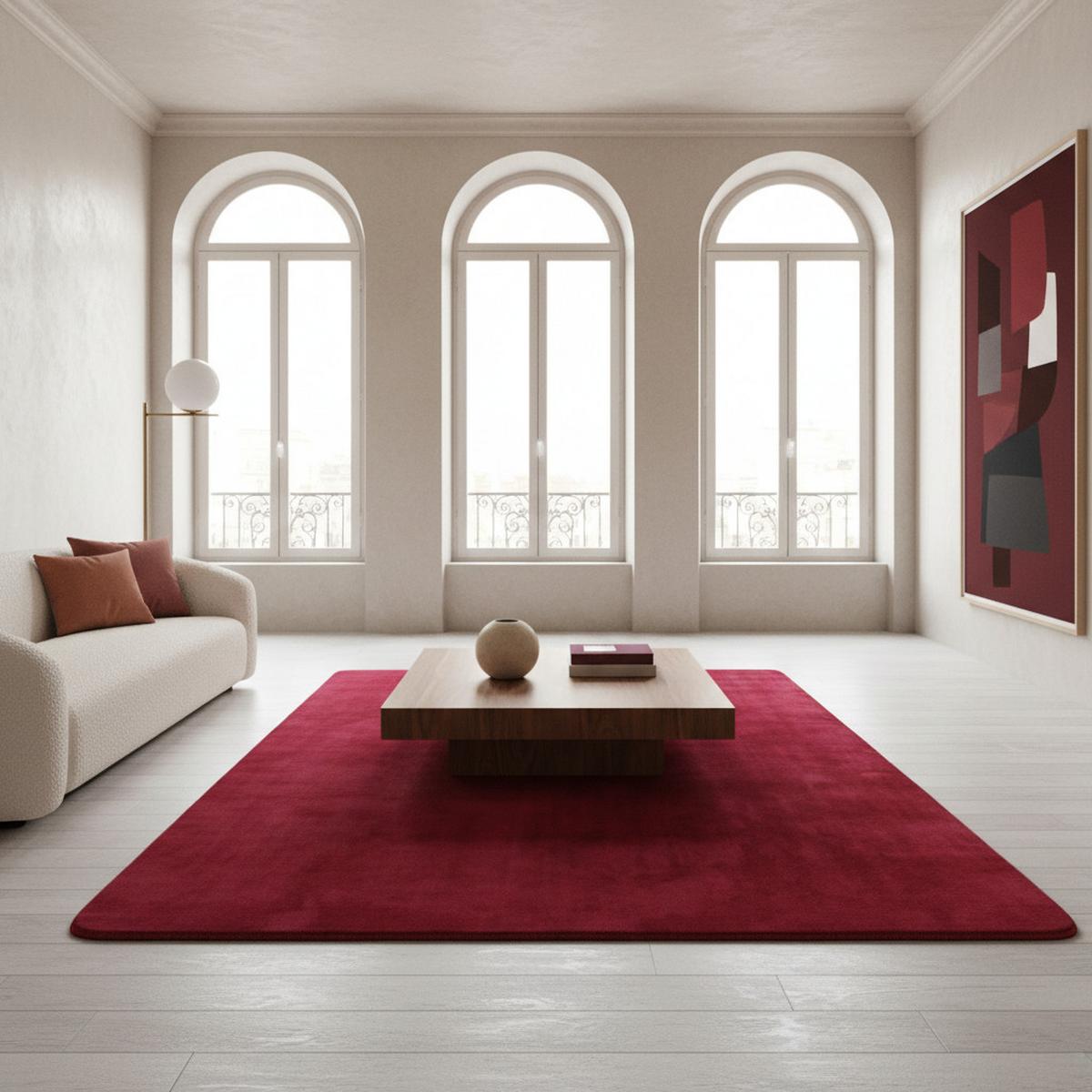 KURZFLORTEPPICH Waschbar ISAR, einfarbig, Rot, Ø 80 cm - Rot, Textil (80/80cm) - KADIMA DESIGN