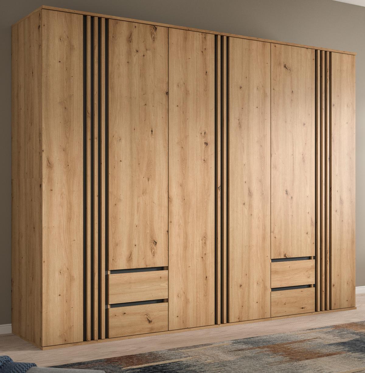 KLEIDERSCHRANK Eiche Artisan, grau 240 x 192 cm, Drehtürenschrank 6-türig - Anthrazit/Eiche Artisan, Holzwerkstoff (240/192/56cm) - Inn.Furn