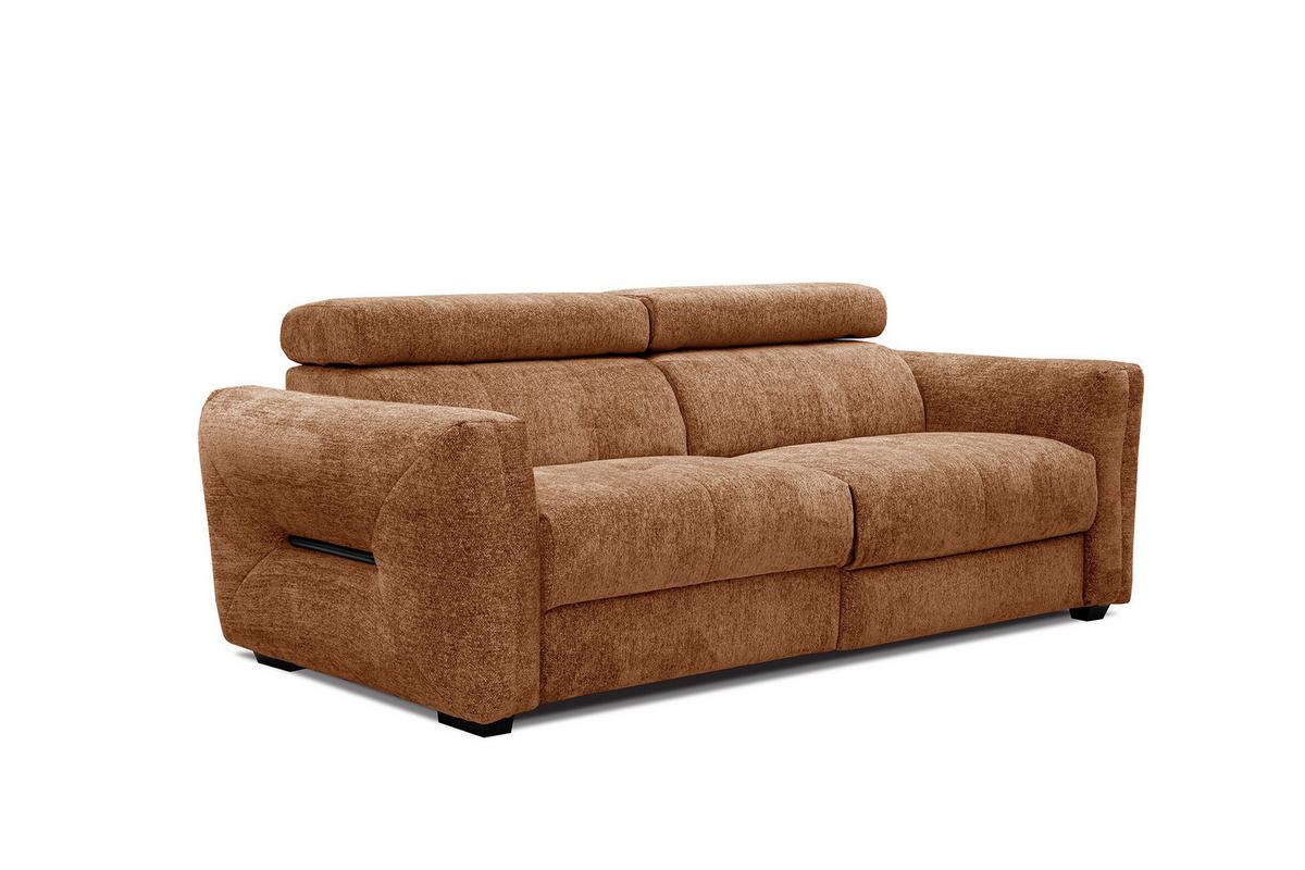 SOFA CALVERA 3-Sitzer mit 1 Relaxfunktion, dunkelorange - Dunkelorange, Holzwerkstoff/Textil (204/79/106cm) - Wozimo