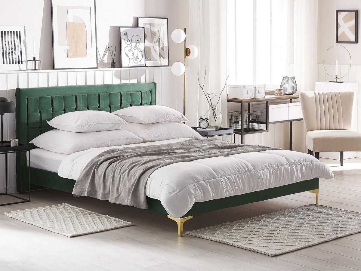 DOPPELBETT 160/200cm Dunkelgrün Limoux - Dunkelgrün, Textil (160/200cm) - Beliani